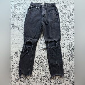 Abercrombie & Fitch Black Distressed Mom Jeans